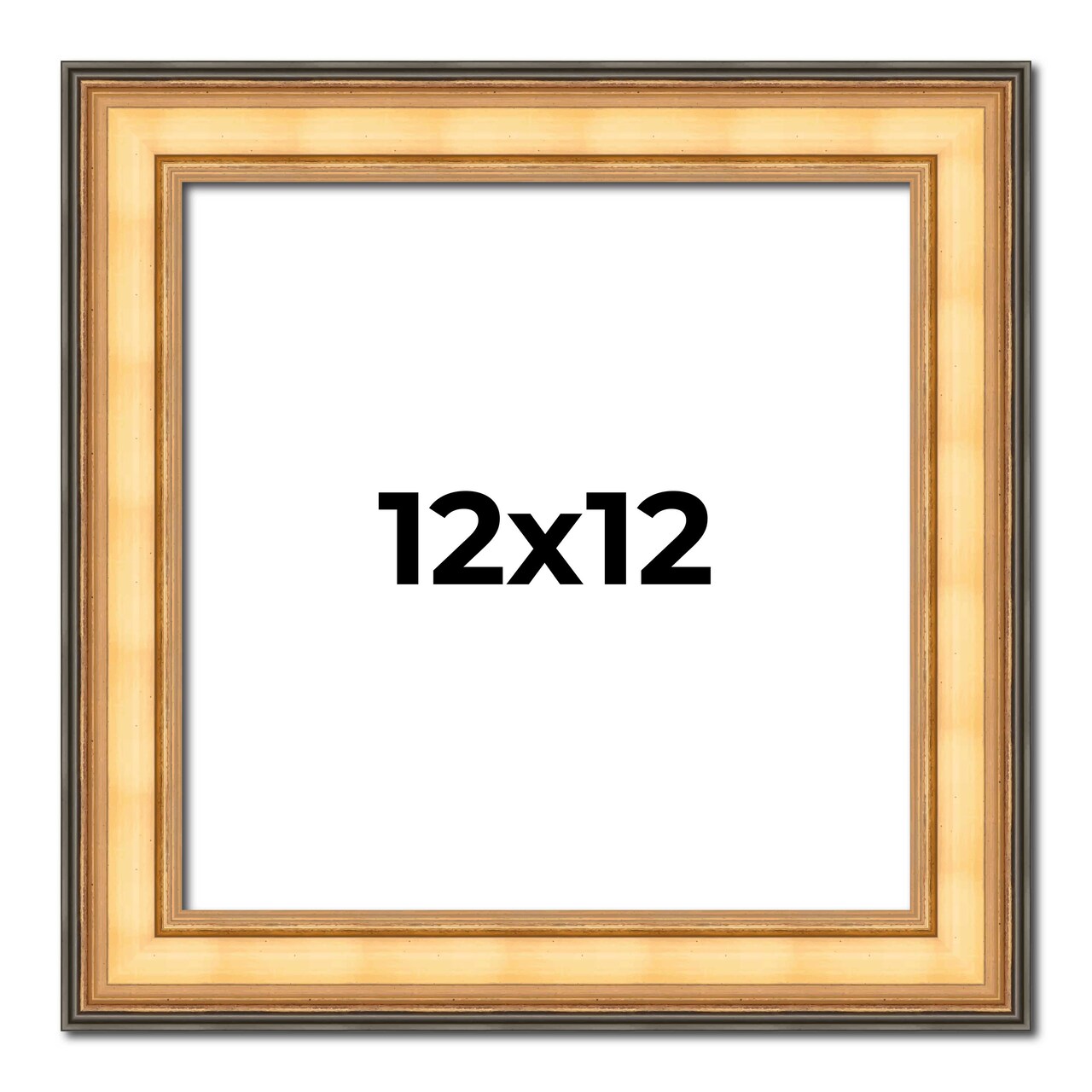 Square Traditional Gold Picture Frame - UV Acrylic, Foam Board Backing, Hanging Hardware